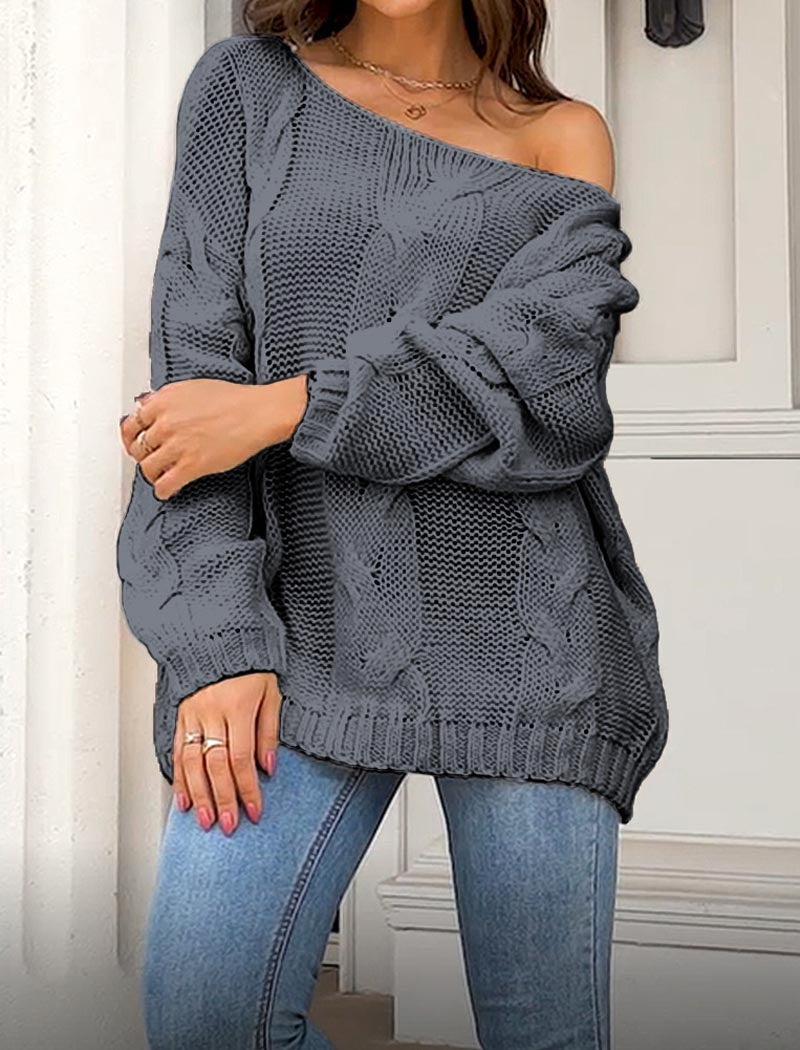 Off-Shoulder Knit Oversized Sweater