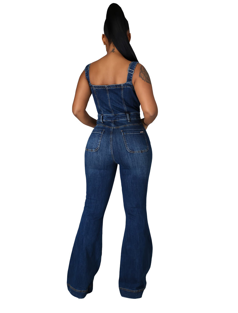 Slim-Fit Denim Jumpsuit