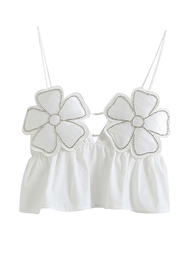 Floral Applique Crop Cami