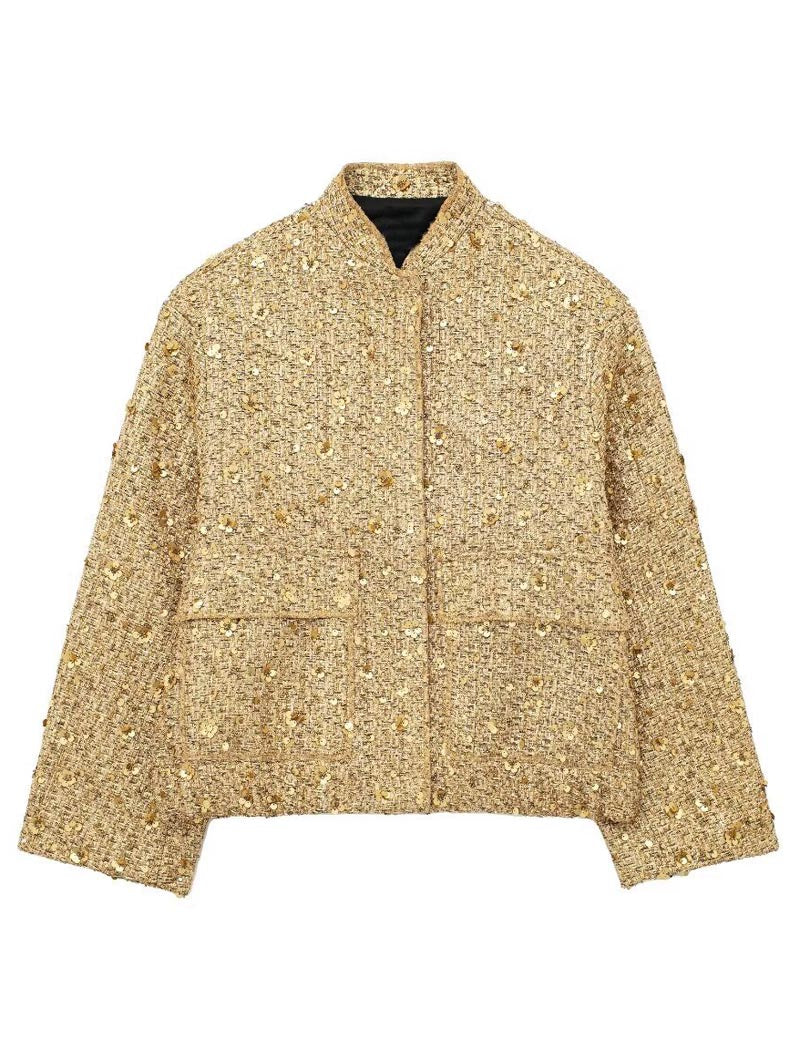 Embellished Sequin Bomber Jacket