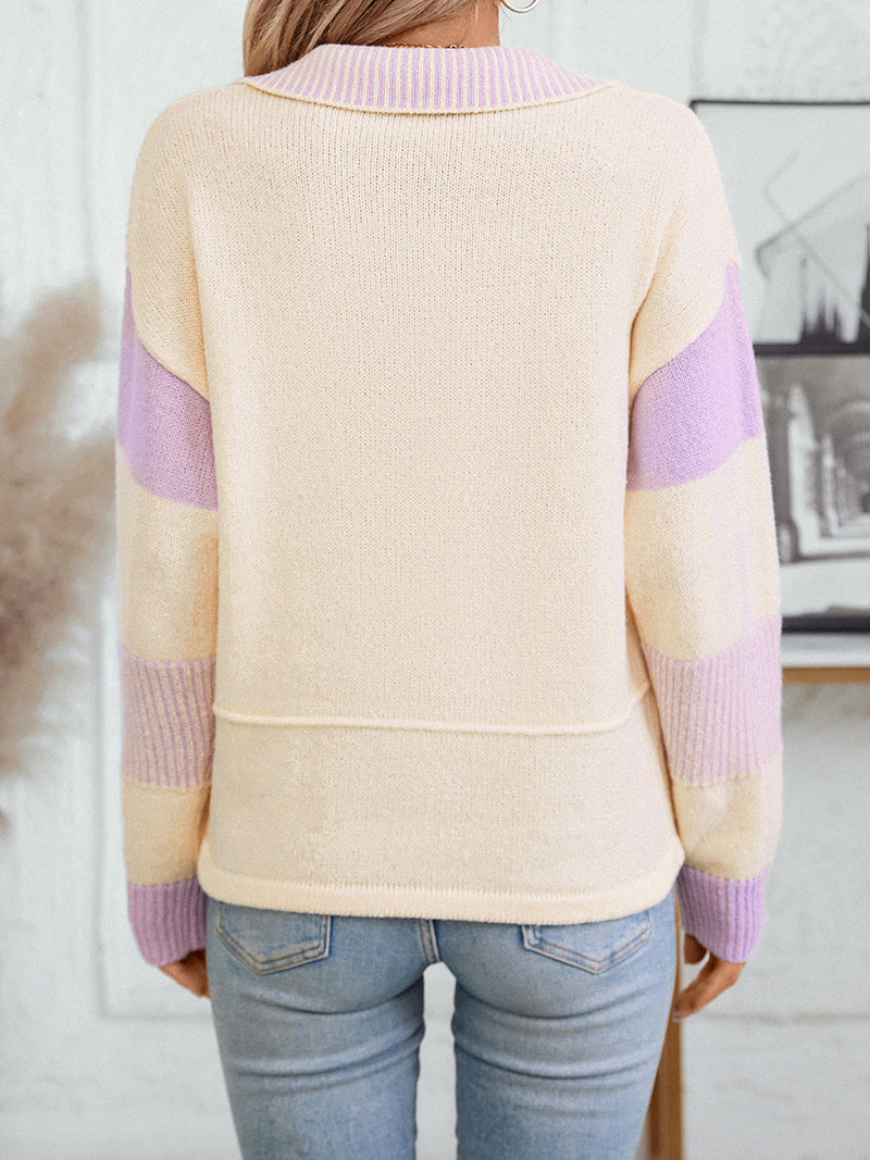 ColorBlock Polo Sweater