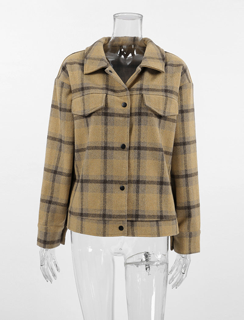 Plaid Button-Up Overshirt Jacket