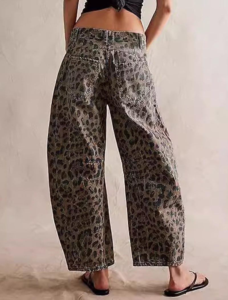 Wide Leg Leopard Print Pants