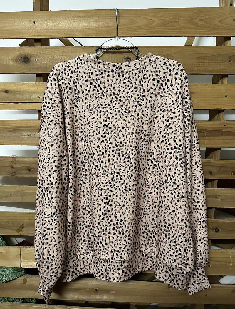 Oversized Animal Print Long Sleeve Top