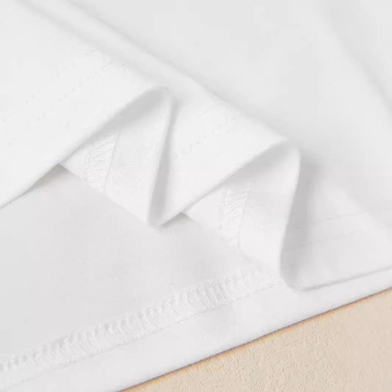 Printed White Loose-Fit Pullover T-Shirt