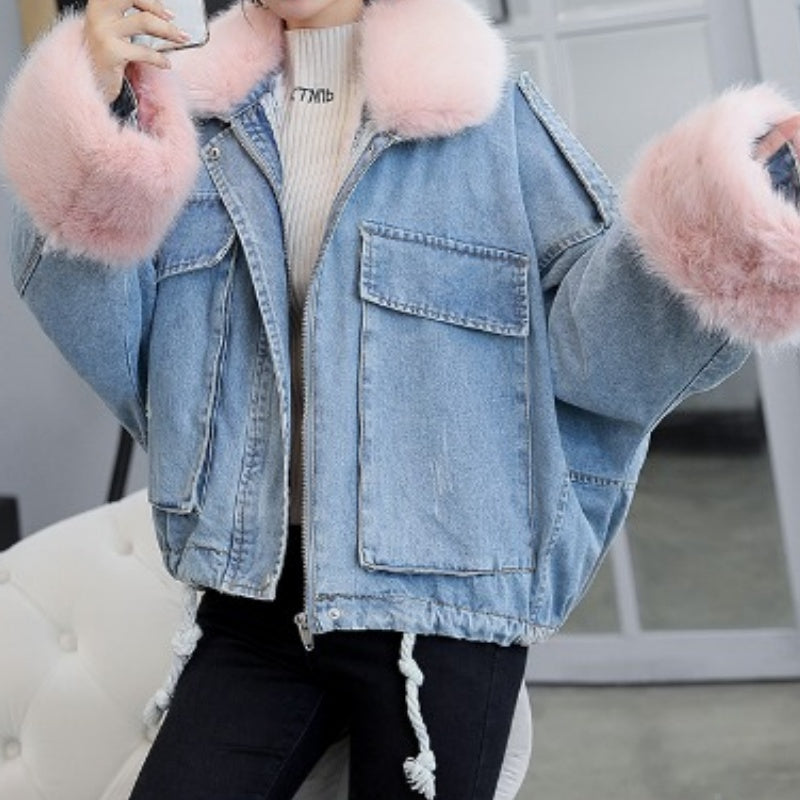 Faux Fur Trimmed Denim Jacket
