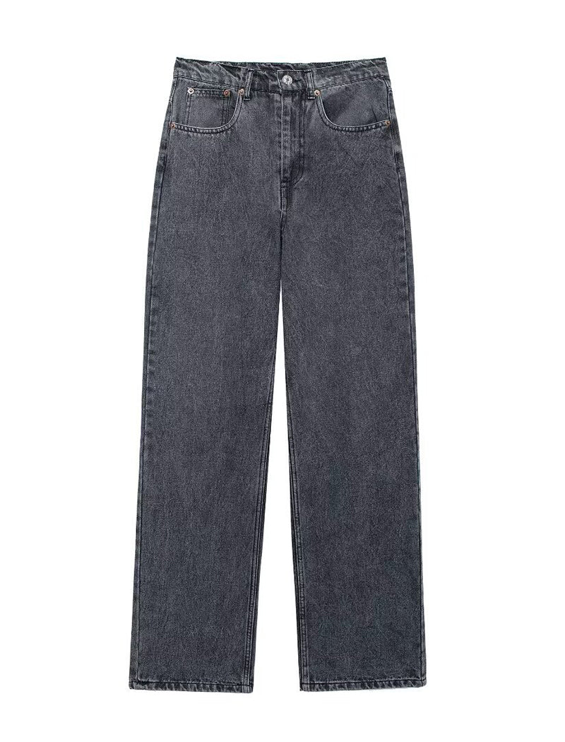 High-Waist Straight Leg Jeans