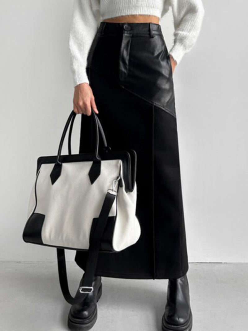 Asymmetrical Patchwork Midi Skirt