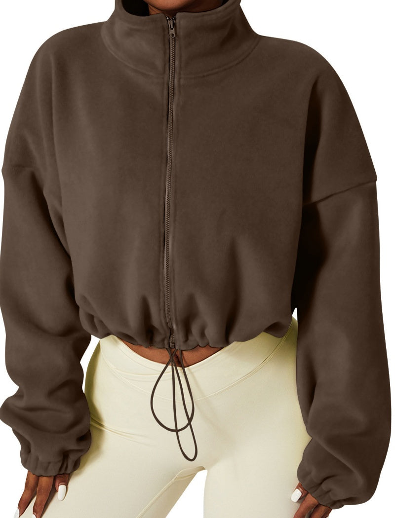 Drawstring Waist Cropped Jacket