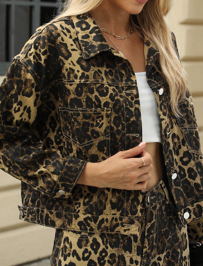 Cropped Leopard Print Jacket