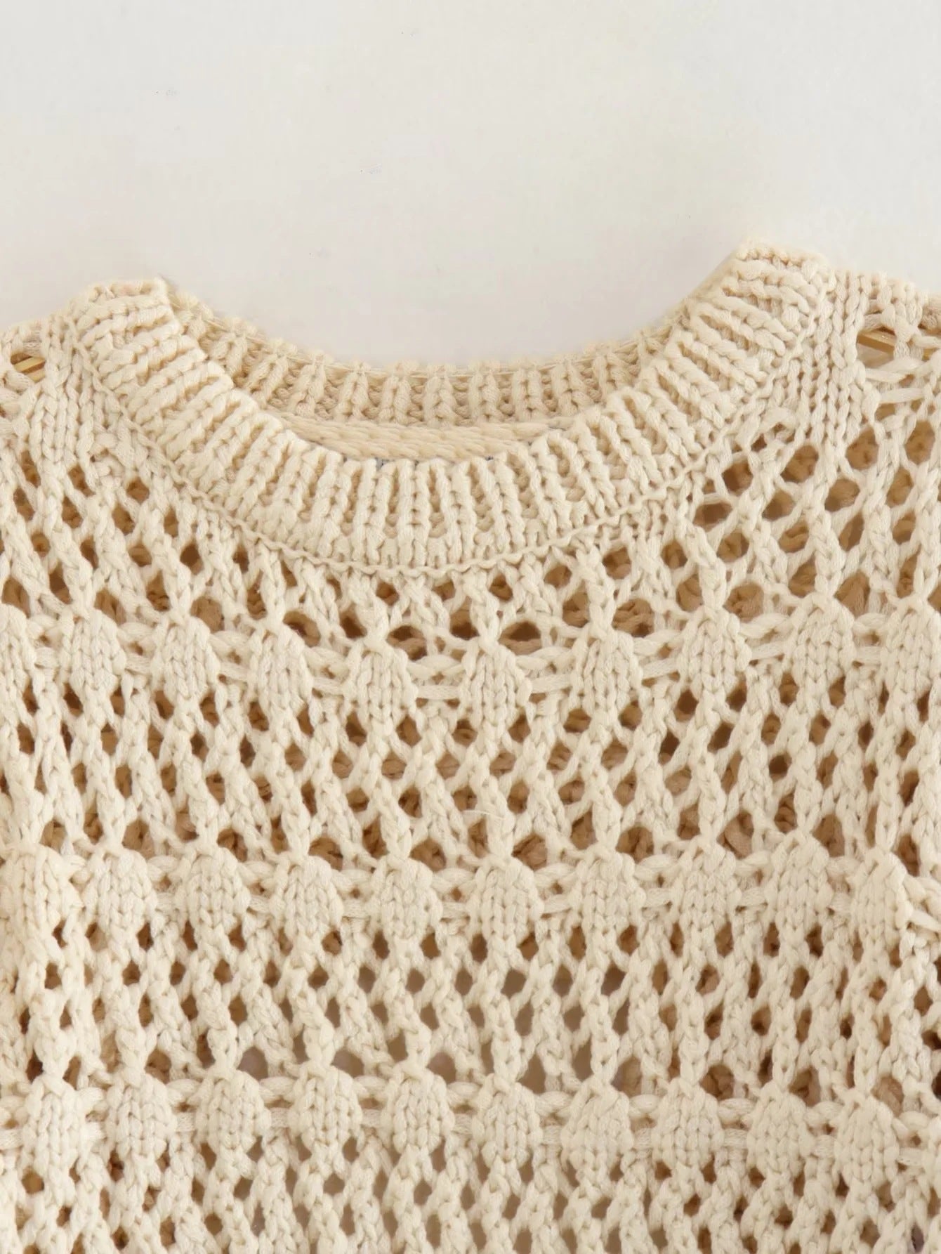 Cropped Eyelet Sweater