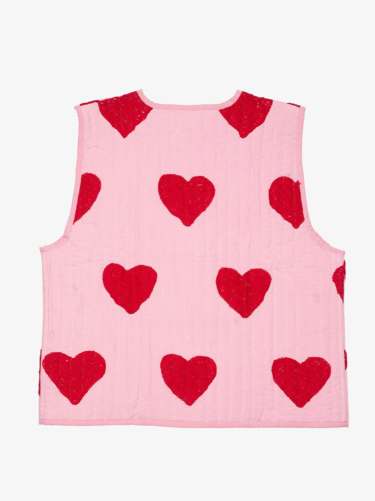 Heart Graphic Quilted Vest