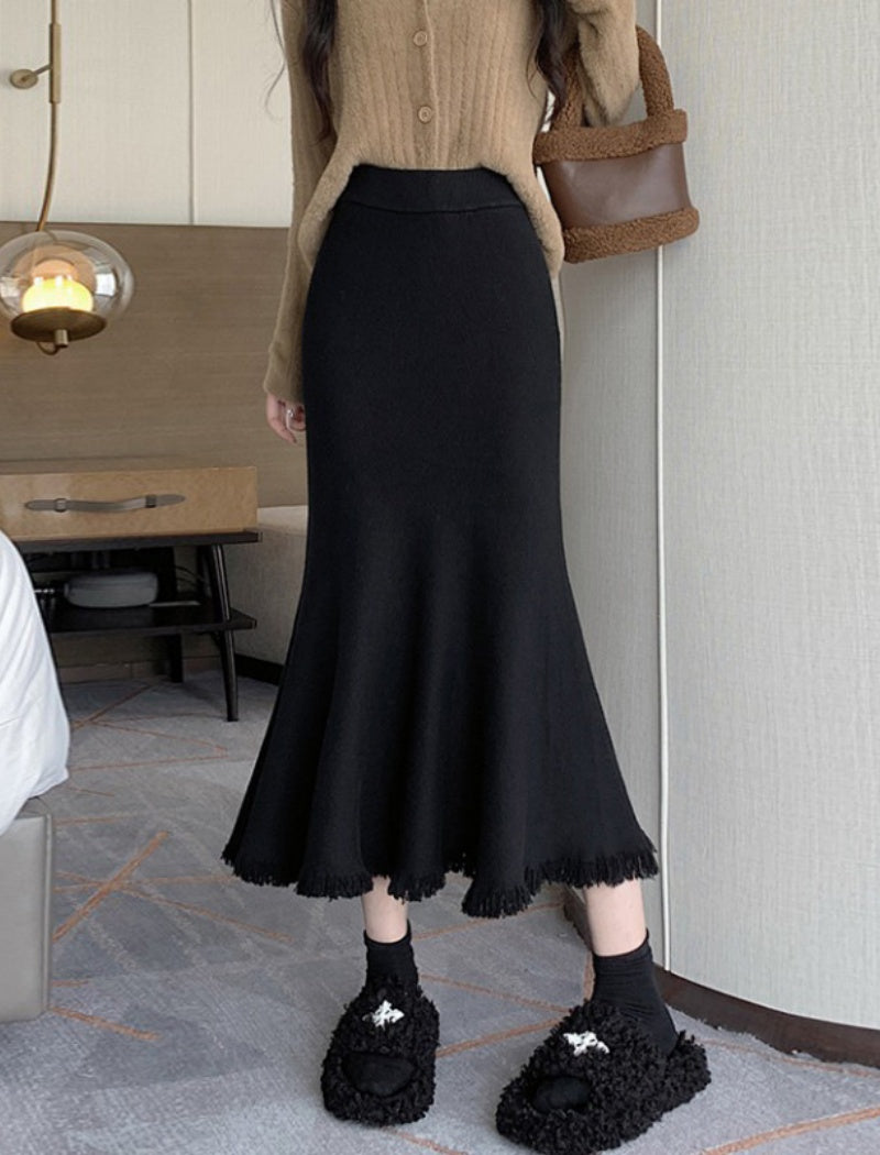 Elegant Flared Hem Midi Skirt