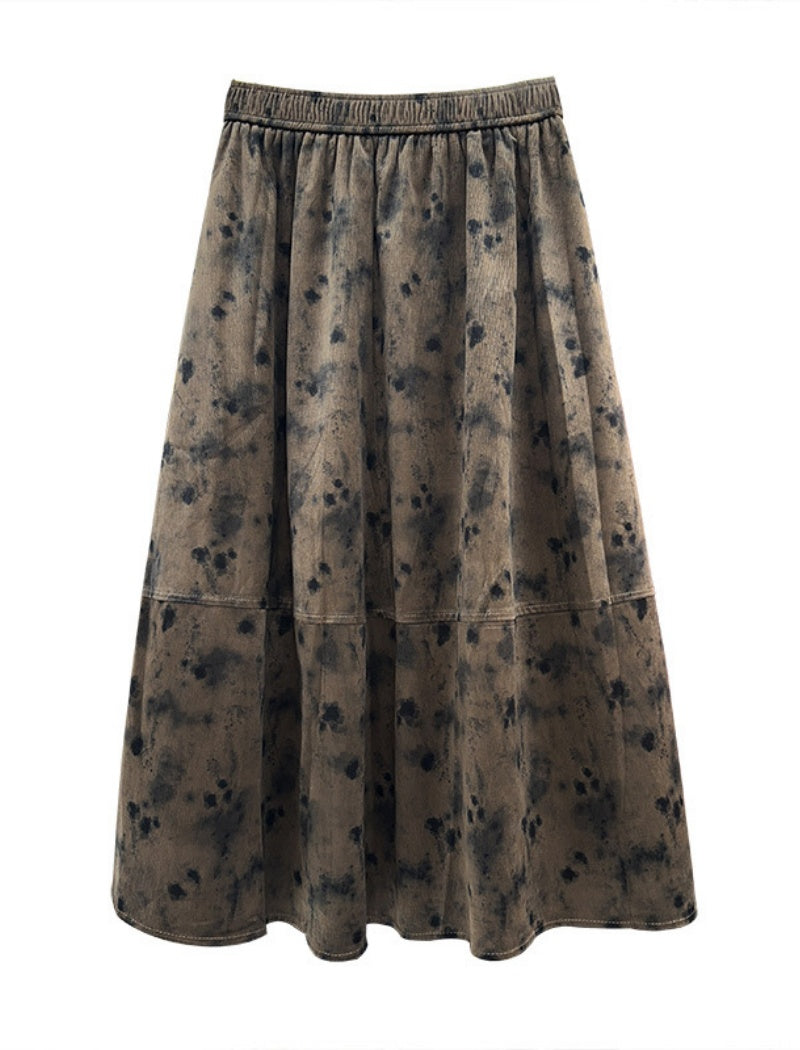 Vintage Print Midi Skirt