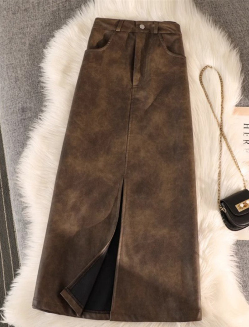 High-Waisted Faux Leather Skirt