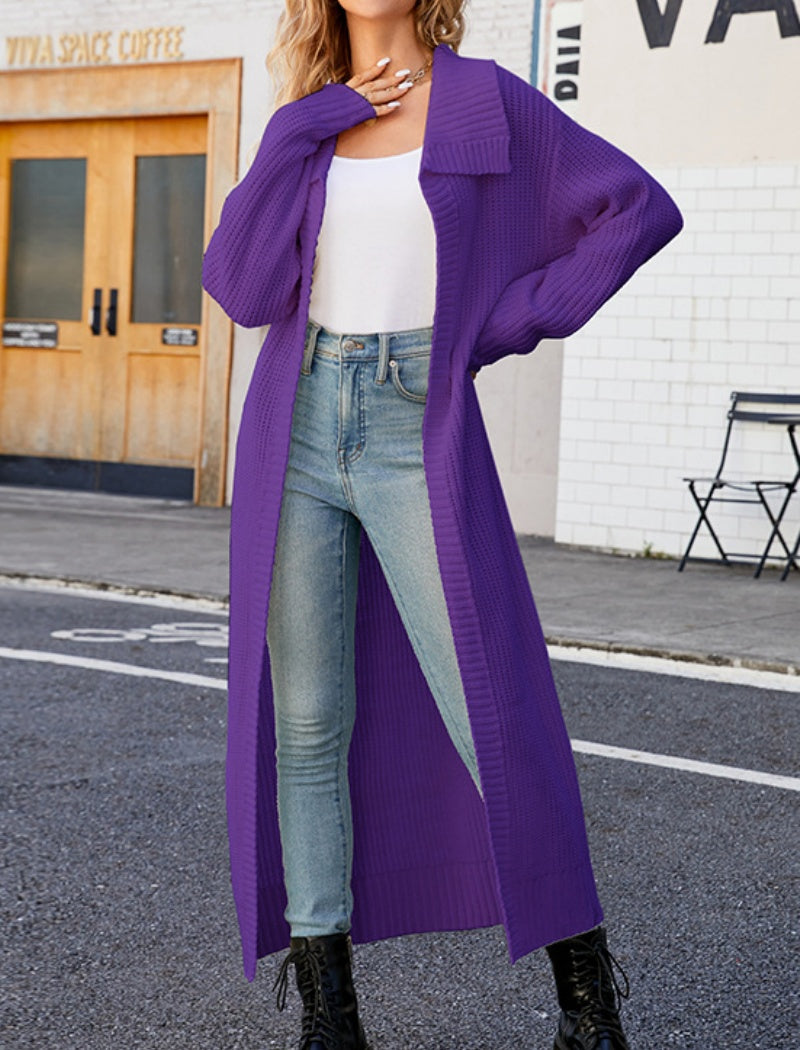 Collared Long Knit Cardigan