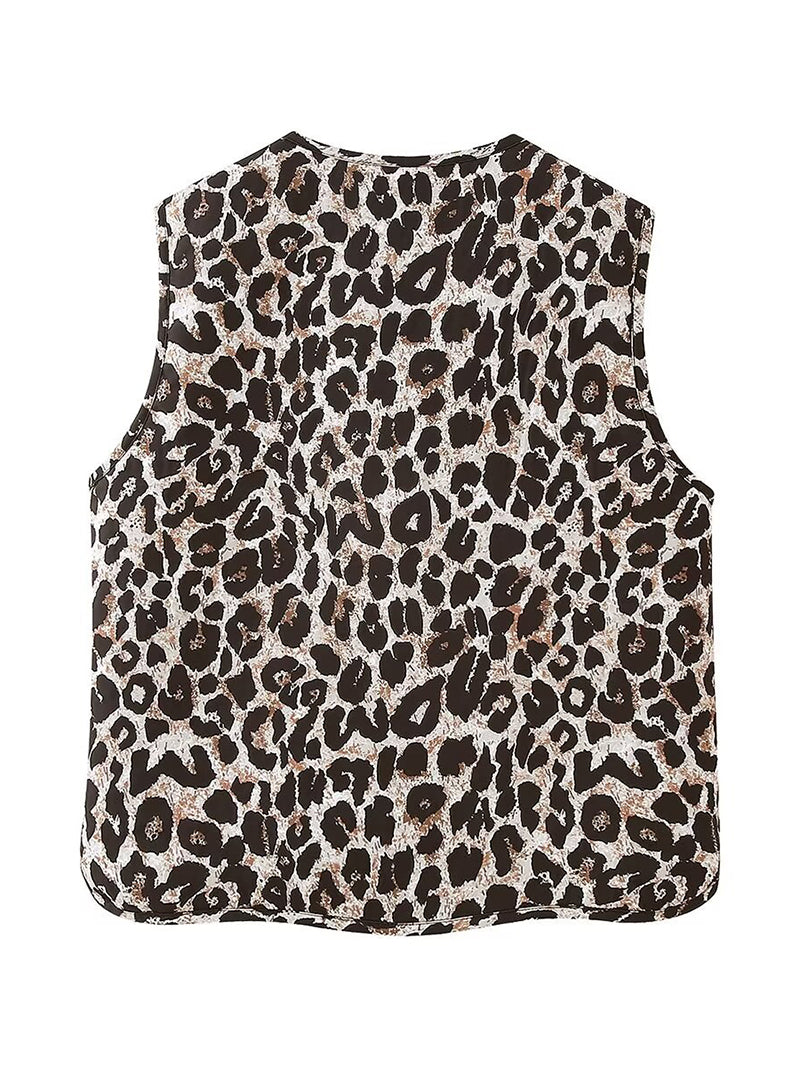 Leopard Print Tie-Front Vest