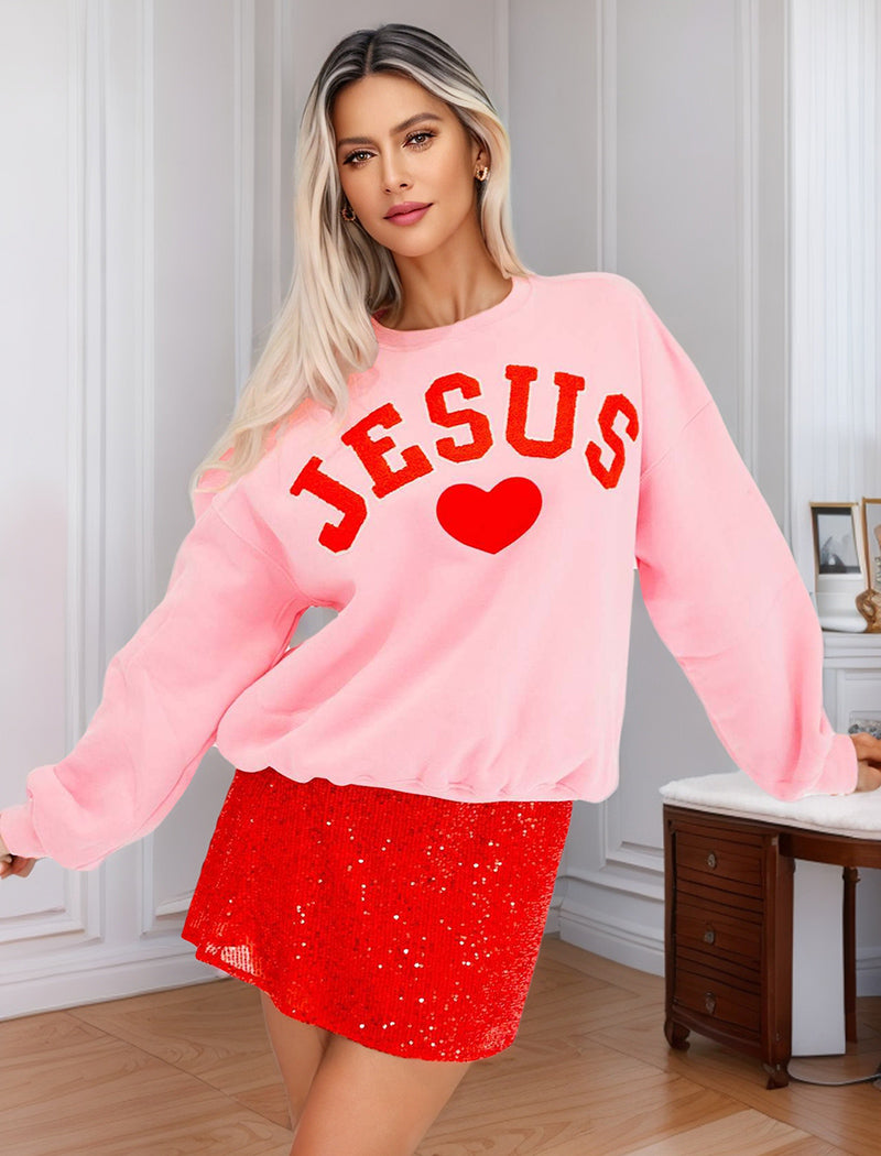 Sequin Round Neck Loose Top