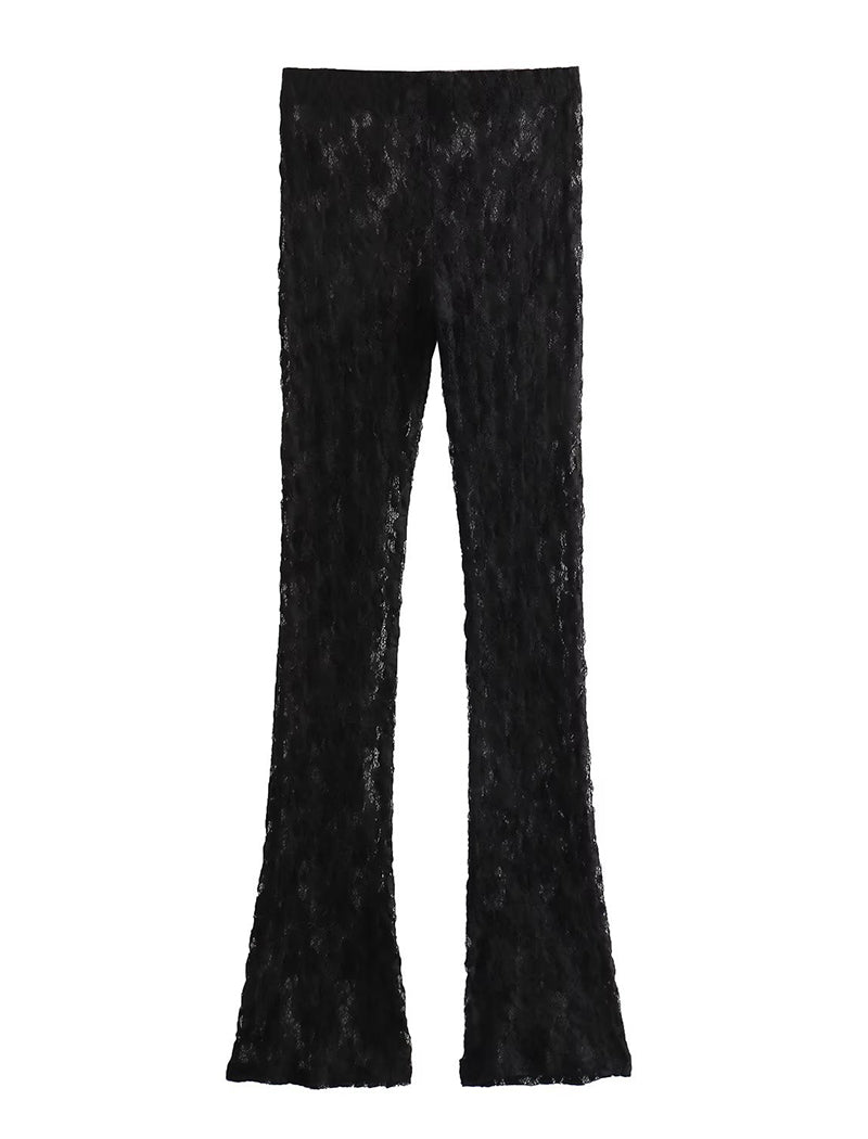 Floral Lace Flared Pants