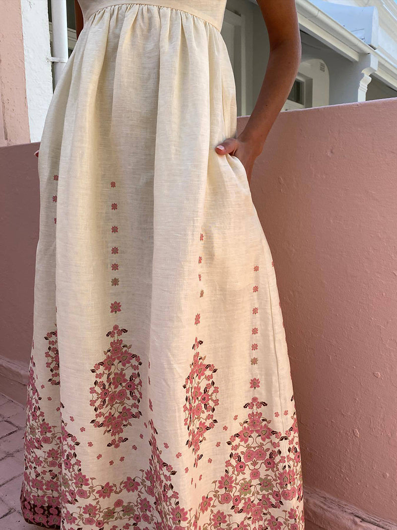 Floral Print Smocked Maxi Cami Dress