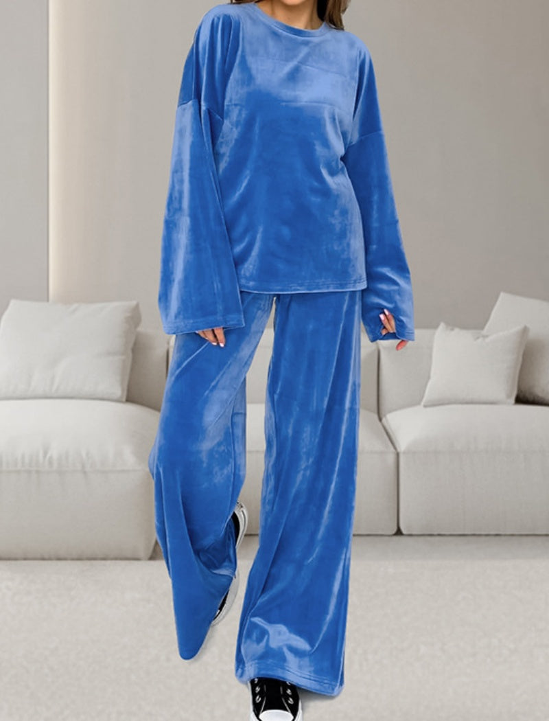 Velvety Lounge Set with Oversized Top