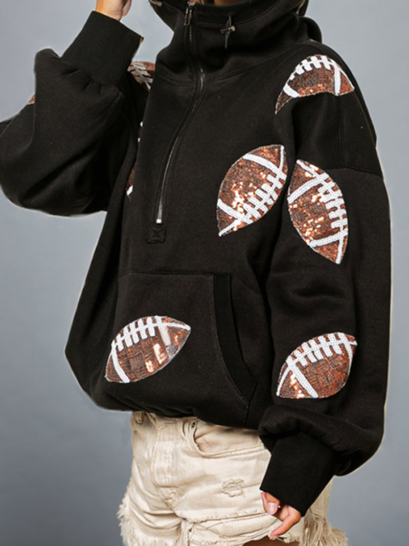 Sequin Football Graphic Hoodie