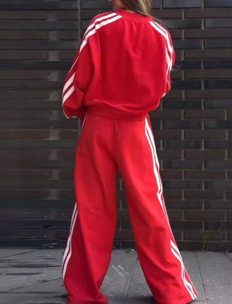 Striped Oversized Top and Wide-Leg Pants Set