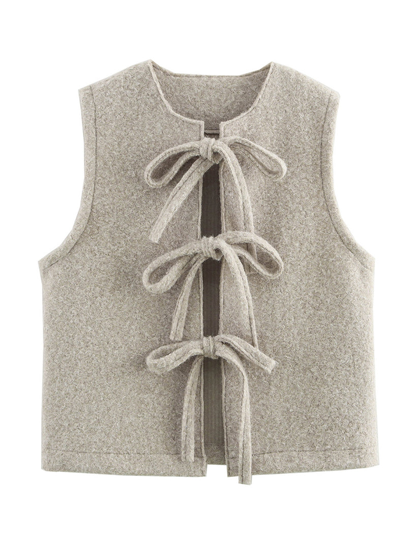 Tie-Front Sleeveless Vest