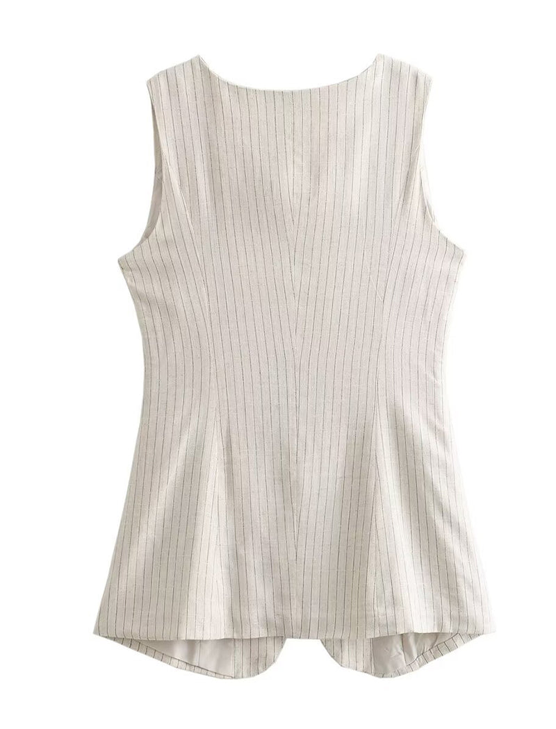 Striped Button-Front Vest