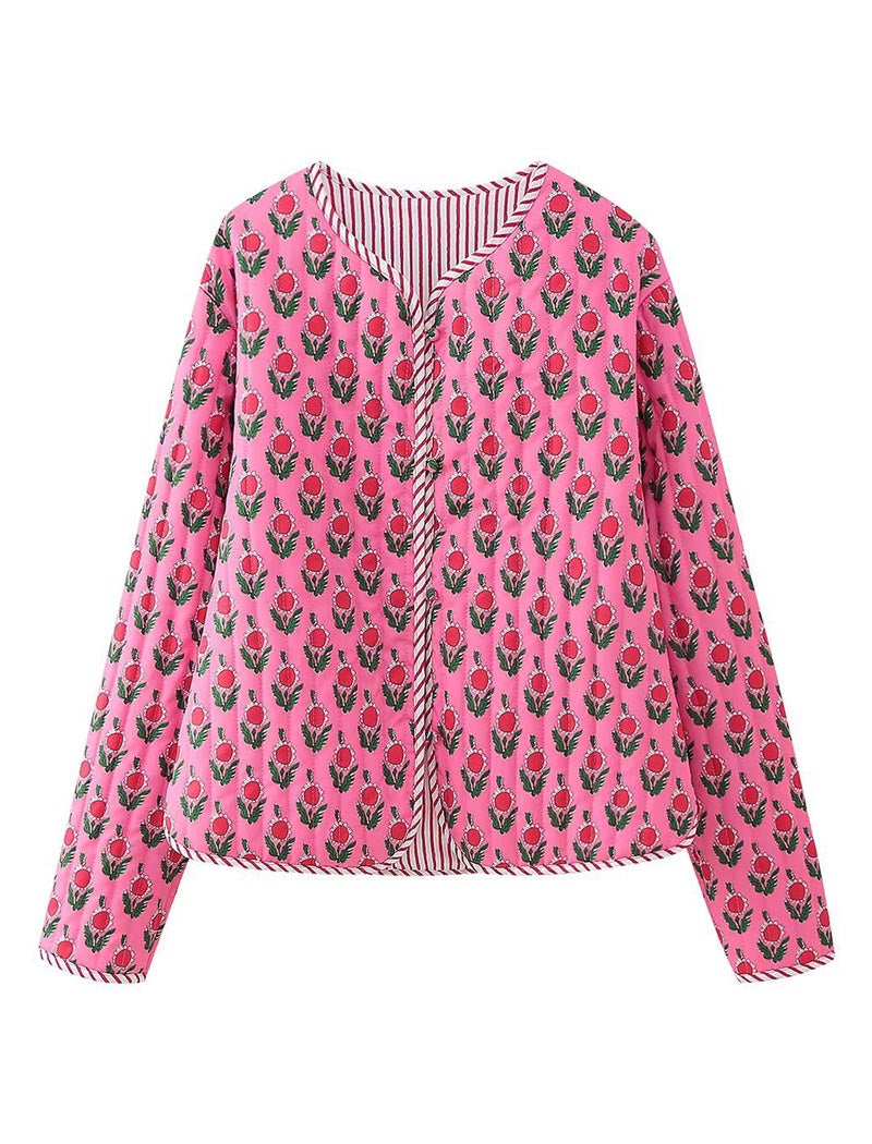 Floral Print V-Neck Jacket