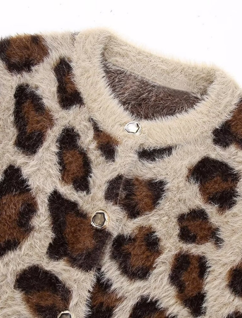 Leopard Print Button-Up Cardigan