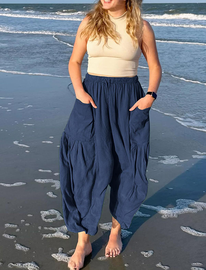 High-Rise Wide-Leg Drawstring Pants