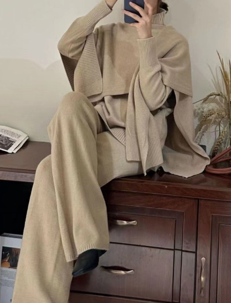 High-Neck Lounge Set with Layered Top