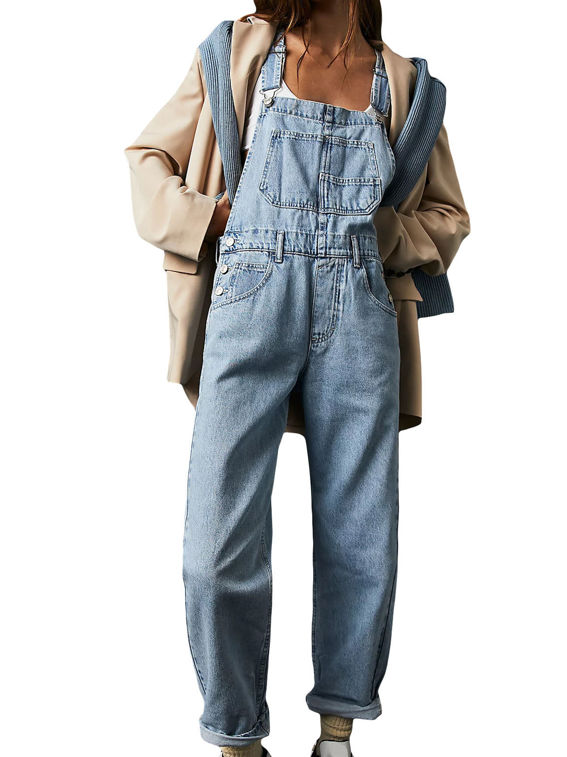 Straight-Leg Denim Overalls