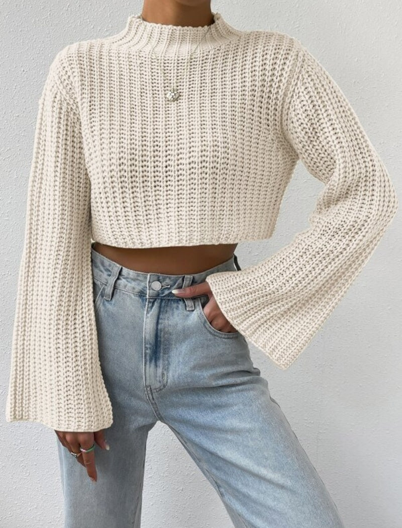 High-Waisted Short Bell Sleeve Sweater