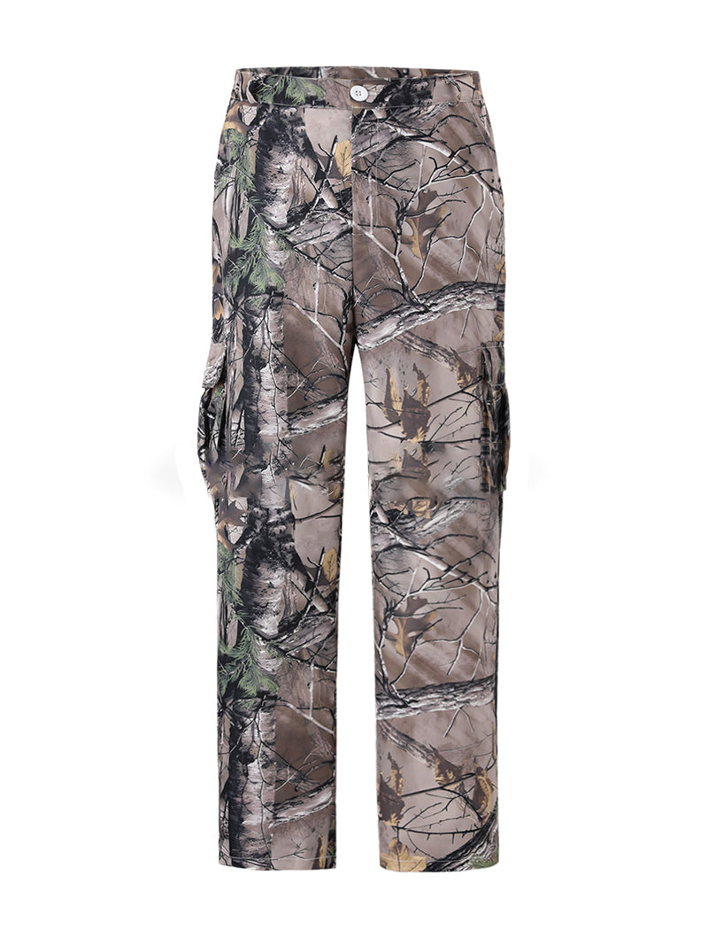Camouflage Cargo Pants with Drawstring Waist
