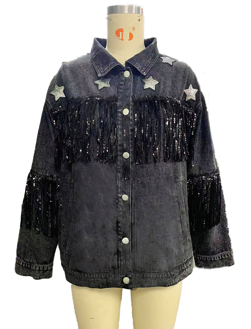 Star Fringe Denim Jacket