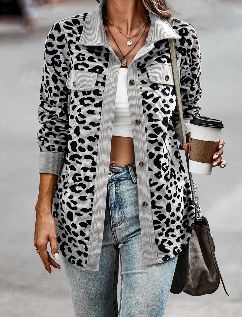 Button-Up Leopard Print Jacket