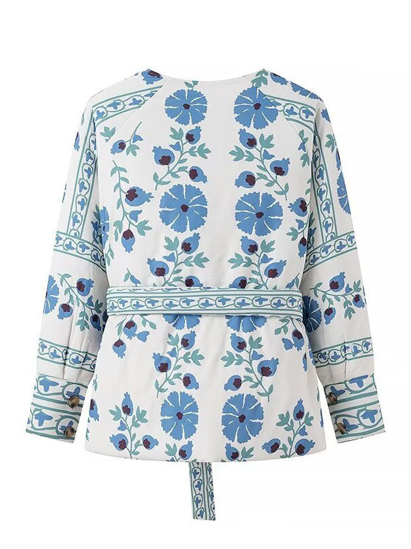 Floral Belted Quilted Jacket