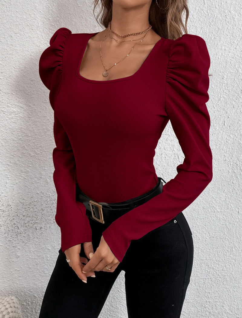 Puff Sleeve Square Neck Top