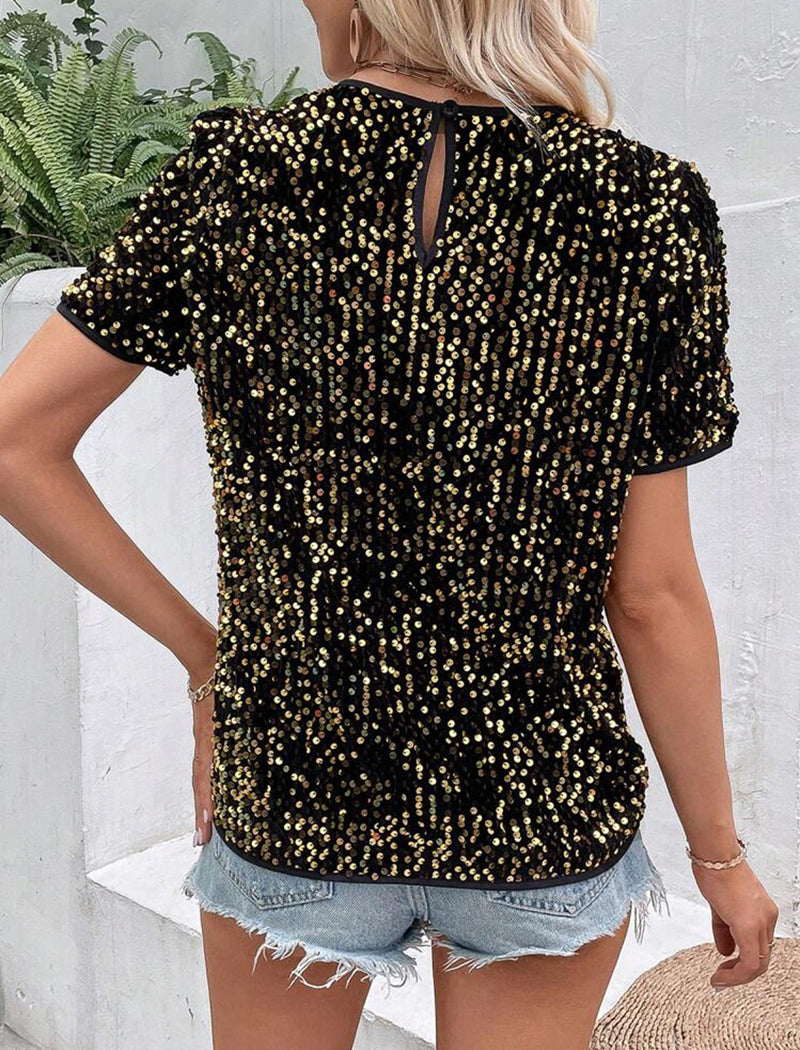 Short-Sleeve Sequin Top