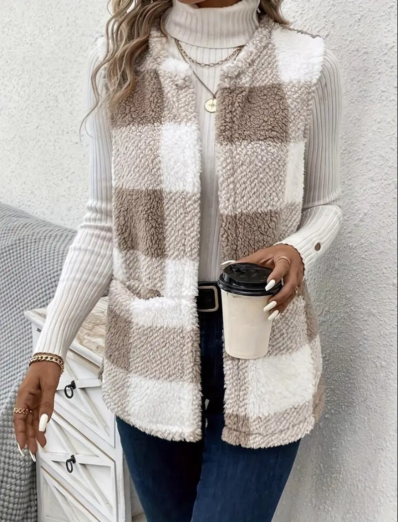 Loose Plaid Cardigan
