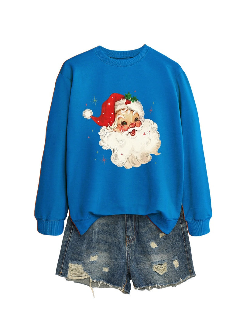 Vintage Santa Print Casual Top