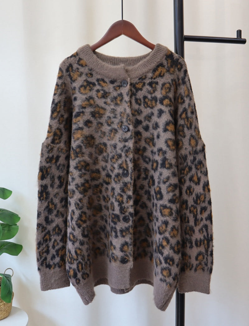 Leopard Print Button-Up Cardigan