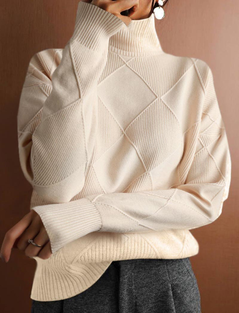 Oversized Turtleneck Knit Pullover