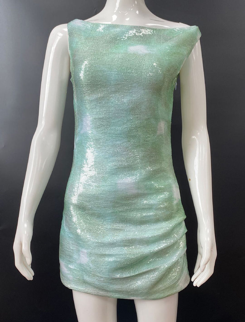 Asymmetrical Sequin Mini Dress
