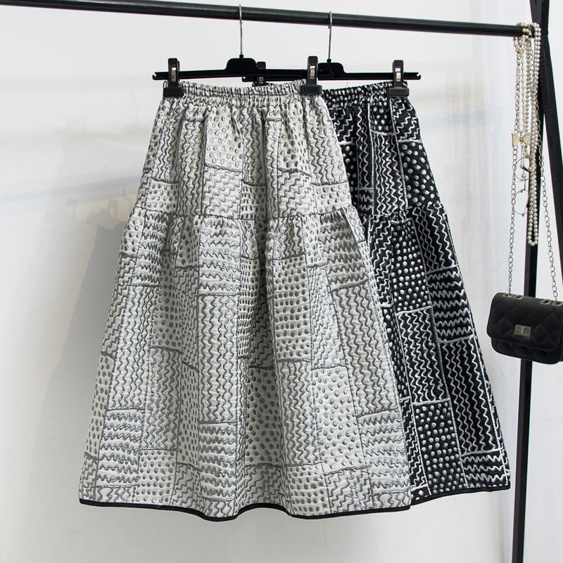Patchwork Tiered Midi Skirt