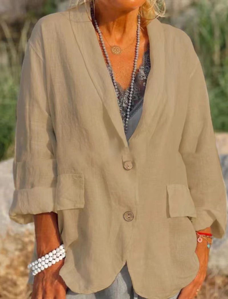 Relaxed Fit Button-Up Blazer