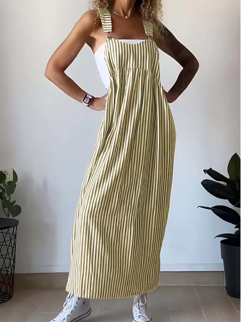Striped Overall Maxi Dress