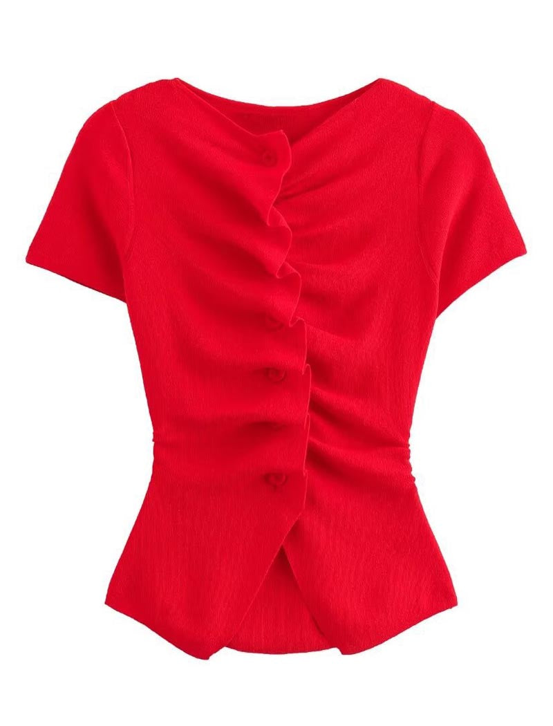 Ruched Button-Up Top